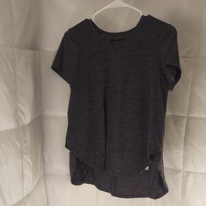Danskin Now athletic gray cap sleeve shirt with mesh accents size S
